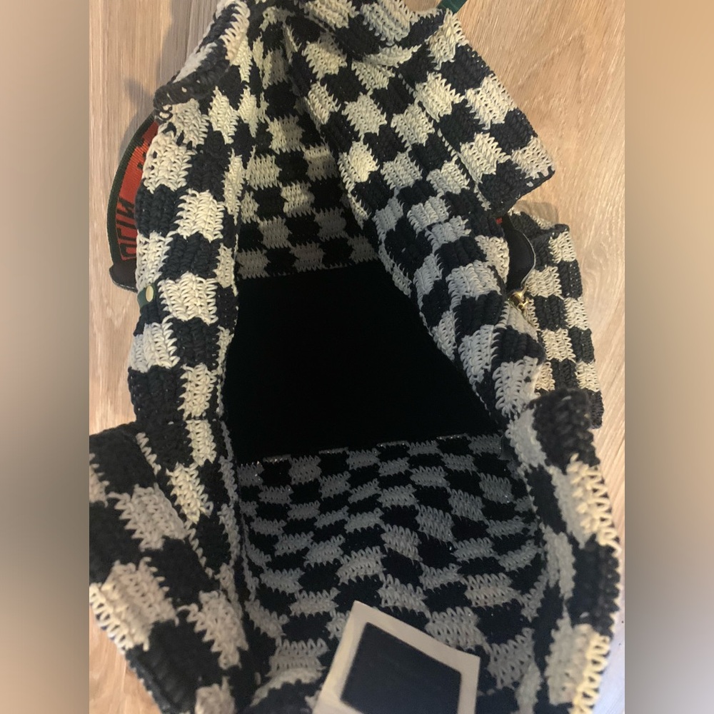 Clare V Black and Cream Checkered Tote - Picture 6 of 11